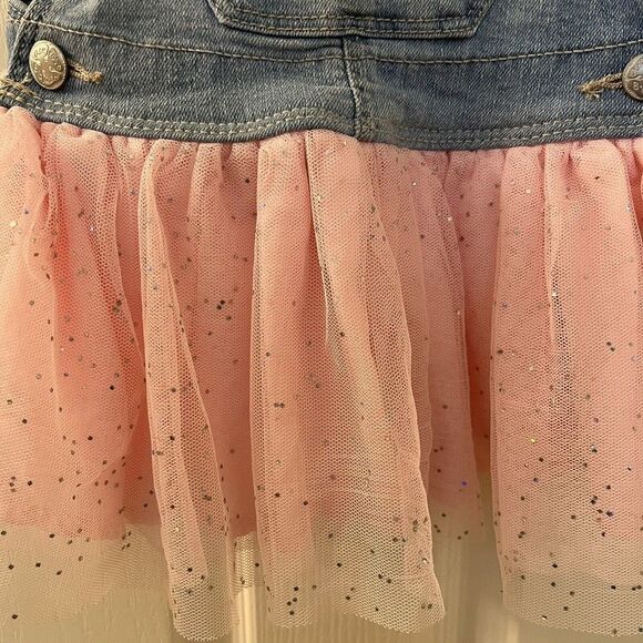 Oshkosh B'gosh Unicorn Overall Dress Pink Tulle Vestbak Denim Girls SZ 12 Months - Picture 5 of 9
